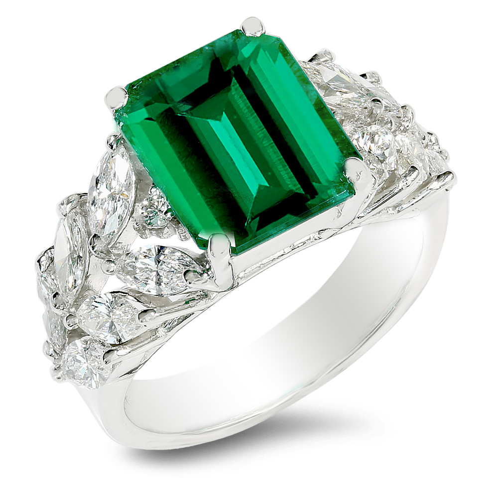Verdant crown of brilliance emerald ring