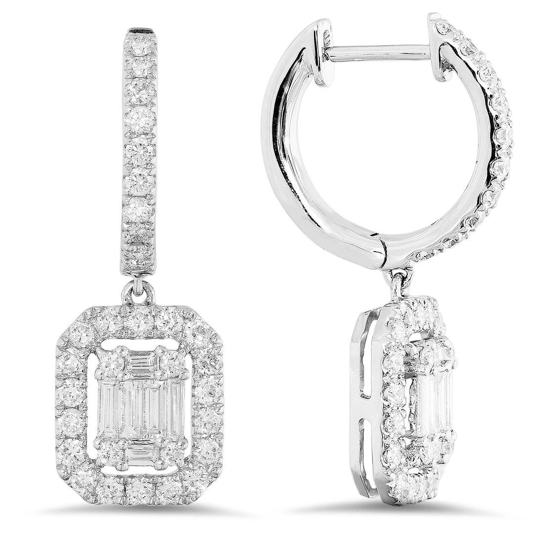18K illusion setting diamond drop earrings - SKU#: 31220
