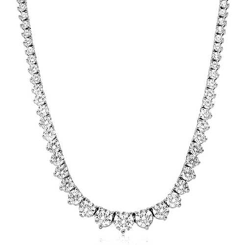 Diamond tennis necklace in 18K gold - SKU#: 31334