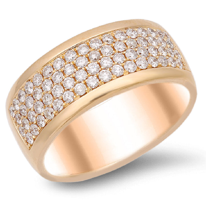 18K gold diamond band with four-rows of round cut diamonds