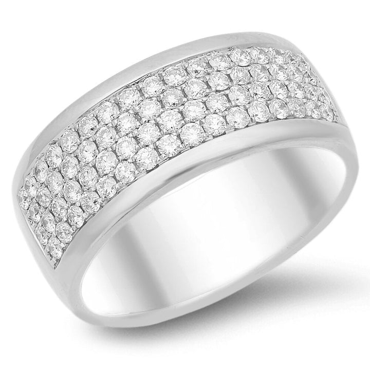 18K gold diamond band with four-rows of round cut diamonds