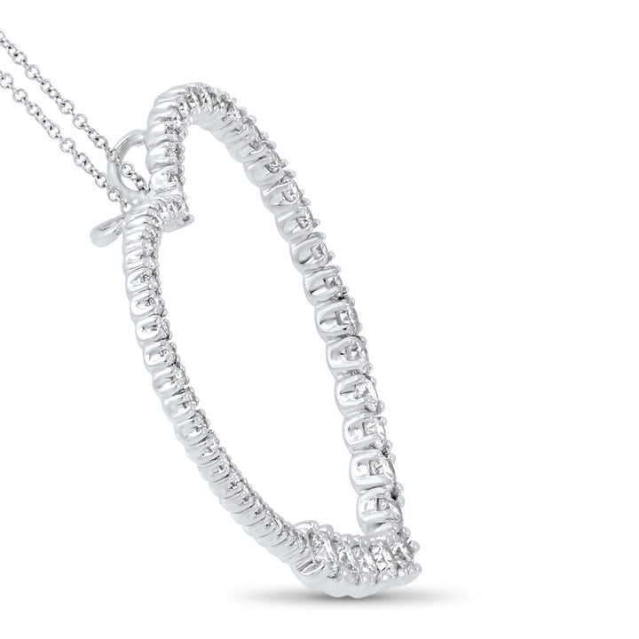 18K white gold heart shape diamond pendant - SKU#: 17851