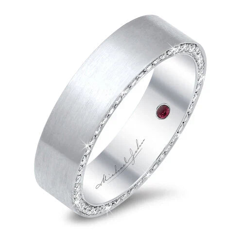 18K white gold mens hidden diamond band