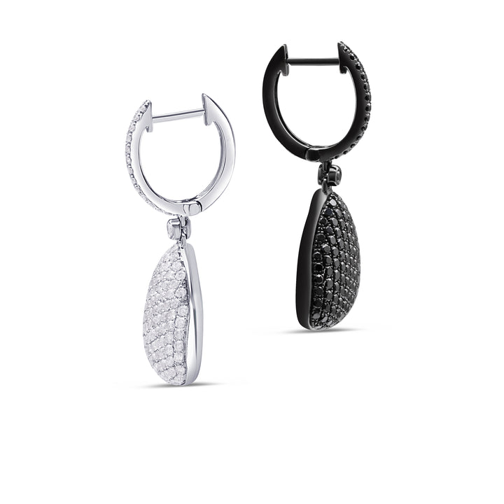 18K white and black gold diamond earrings