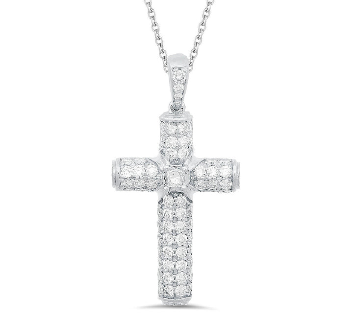 18K white gold diamond cross pendant - SKU#: 20693