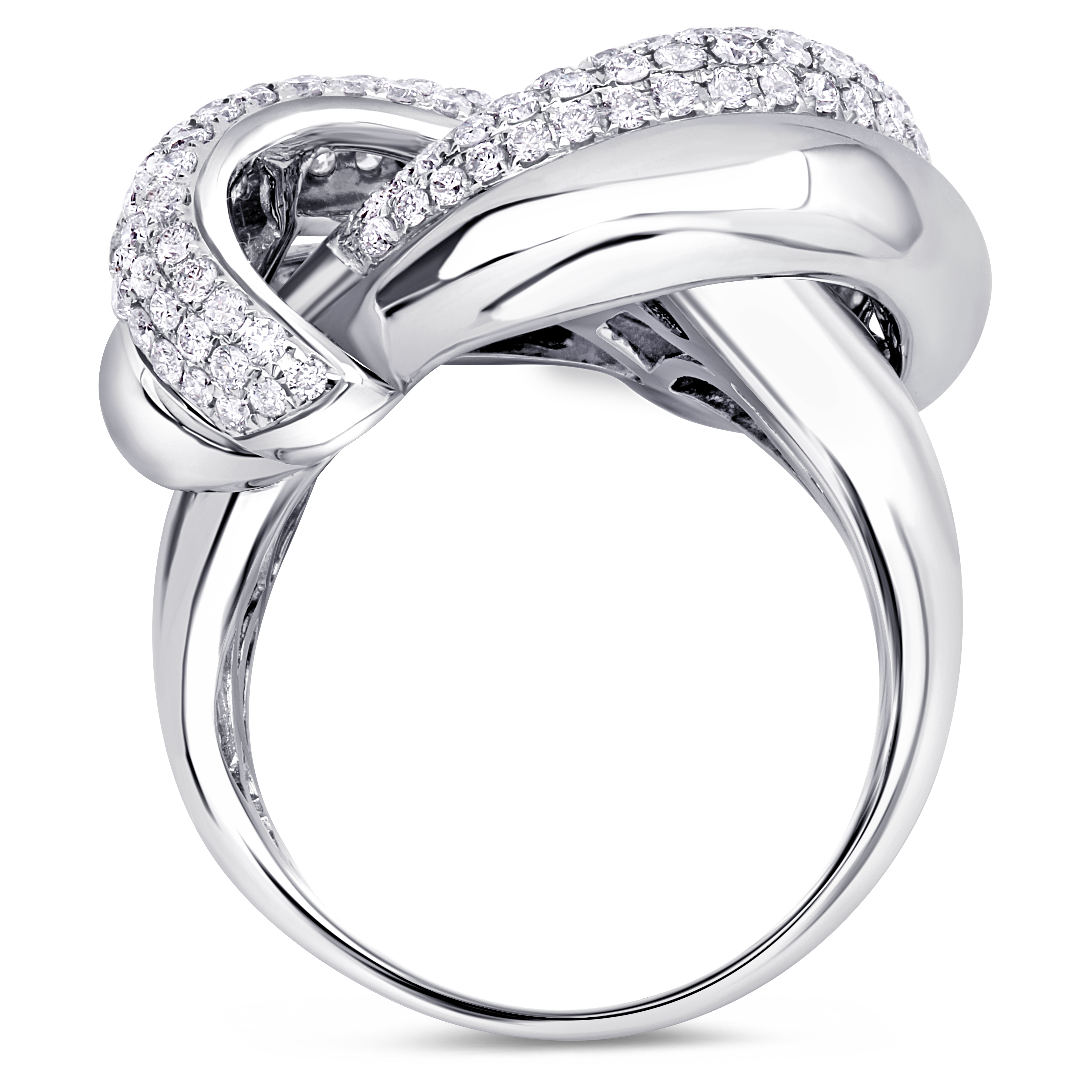 18K white gold diamond ribbon-like ring