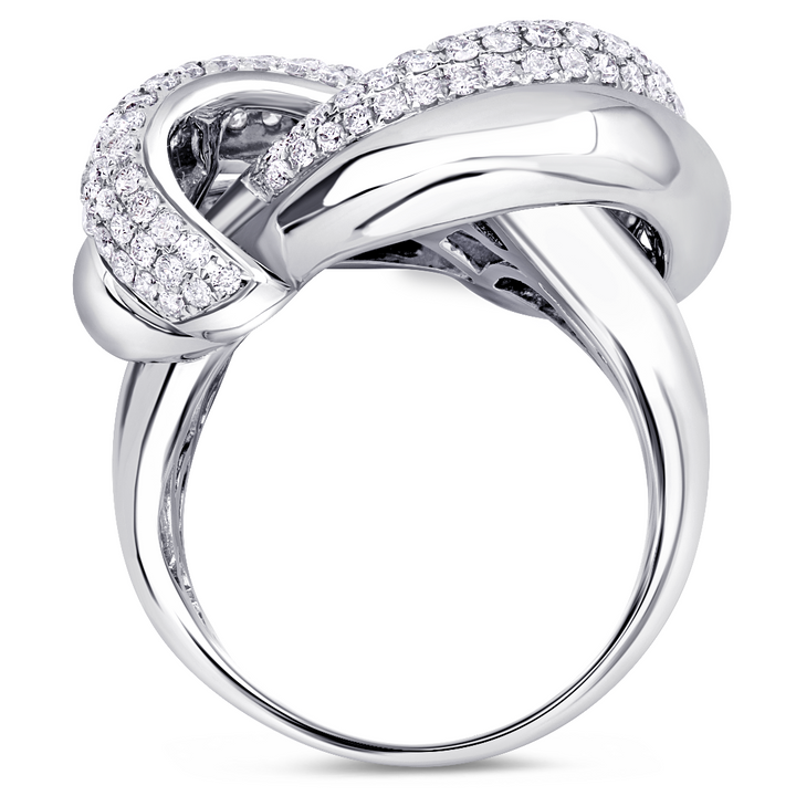18K white gold diamond ribbon-like ring