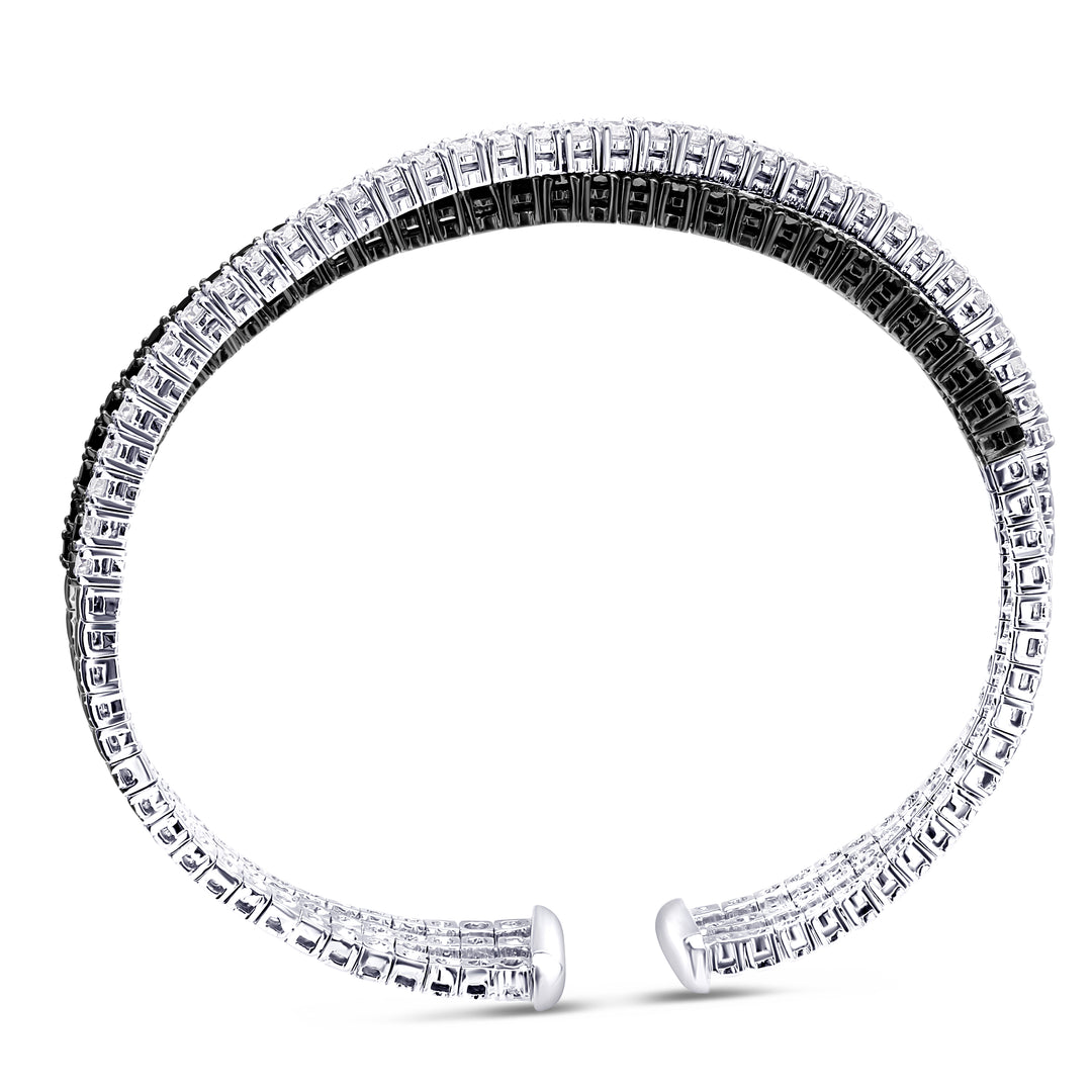18K white and black gold diamond bangle