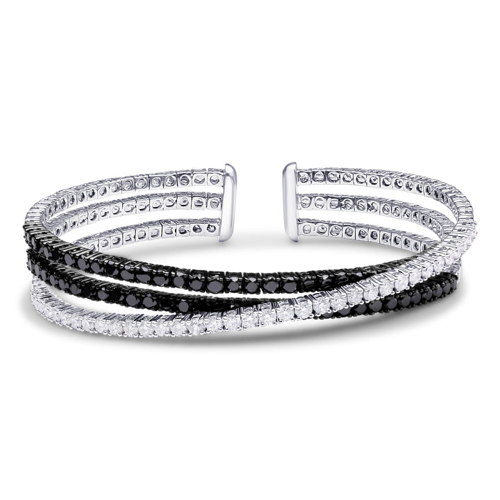 18K white and black gold diamond bangle