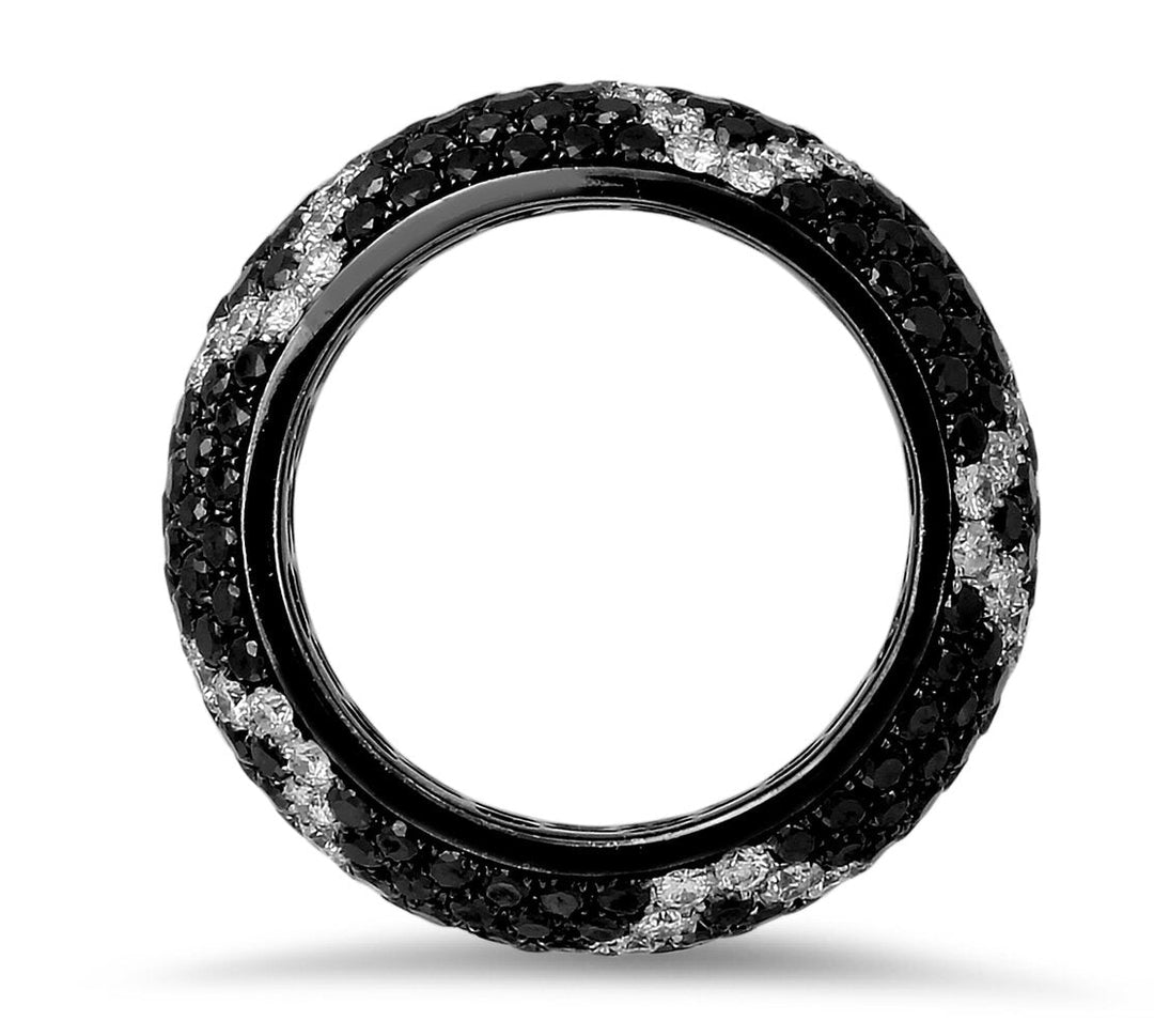 18K gold with black and white diamond ring - SKU#: 22066
