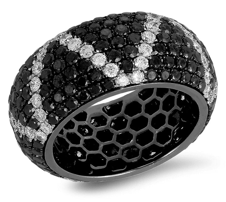 18K gold with black and white diamond ring - SKU#: 22066