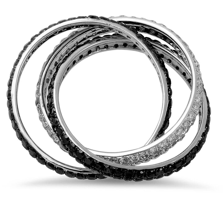 18K three piece black and white diamond bands - SKU#: 22234