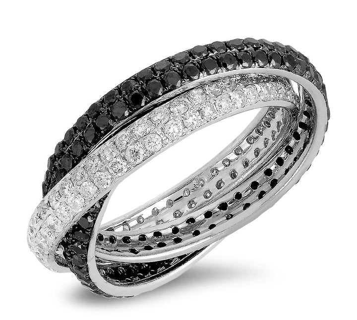 18K three piece black and white diamond bands - SKU#: 22234