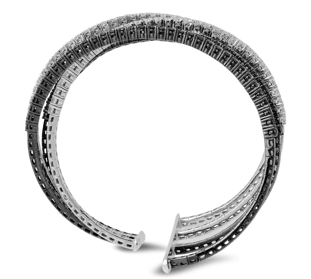 18K white and black gold diamond bangle