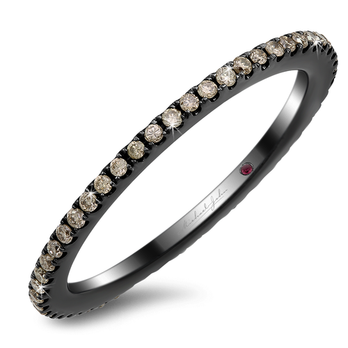 Champagne diamonds 18K black rhodium gold band - SKU#: 27581