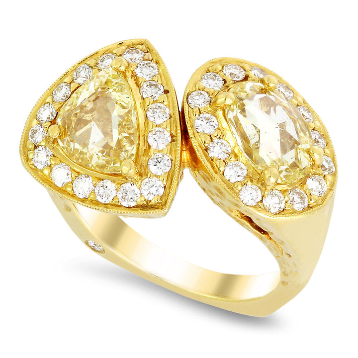 18K yellow gold diamond ring - SKU#: 23271