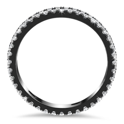 18K black rhodium gold eternity band with three rows of small diamonds