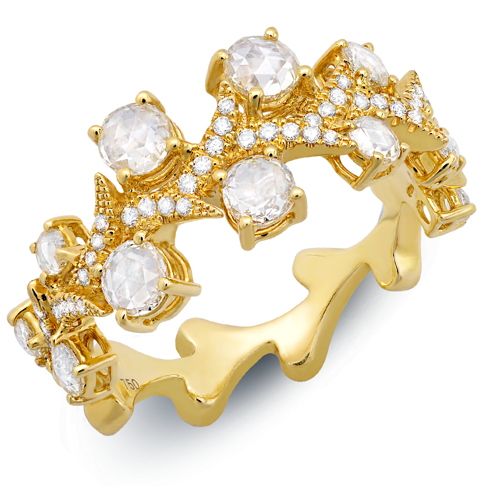 18K  yellow gold diamond ring - SKU#: 24034
