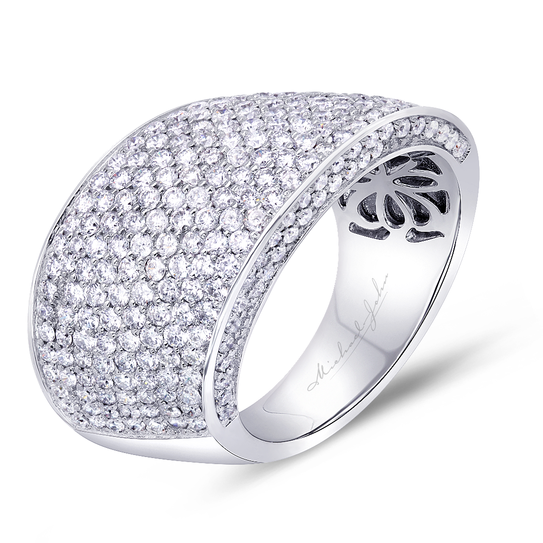 18K white gold diamond pave set band