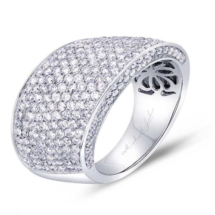 18K white gold diamond pave set band