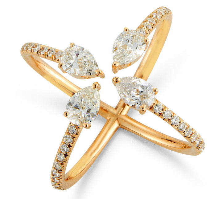 18K rose gold diamond ring - SKU# 28922