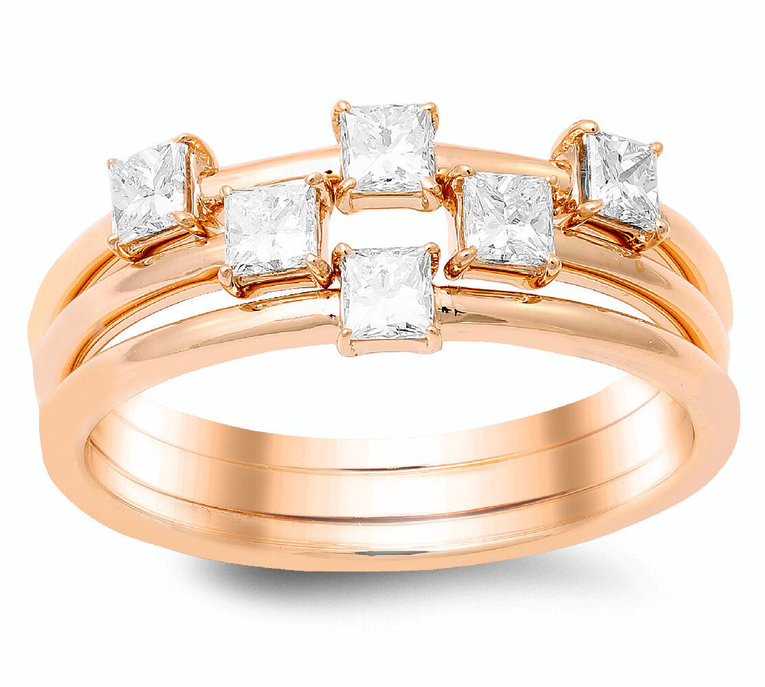 18K three piece gold stackable rings - SKU#: 28119