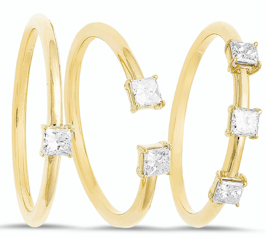 18K three piece gold stackable rings - SKU#: 28119