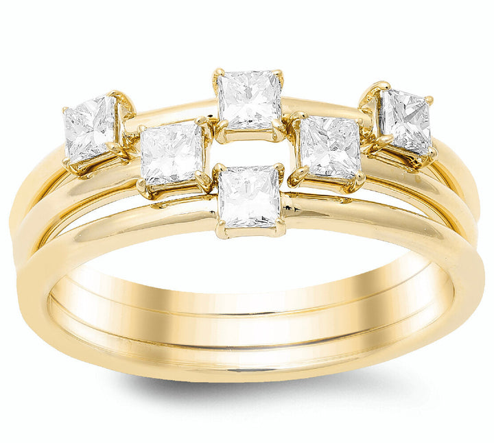 18K three piece gold stackable rings - SKU#: 28119
