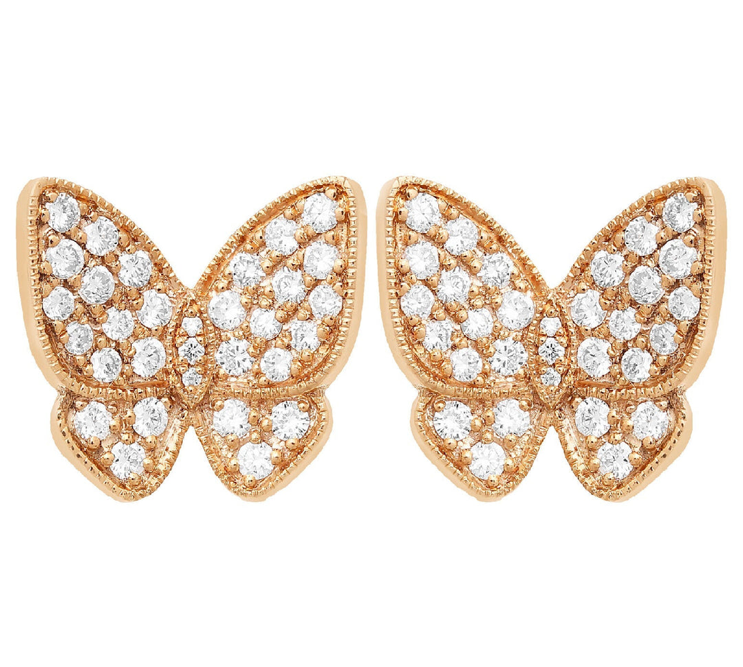 18K gold diamond butterfly stud earrings - SKU#: 28120