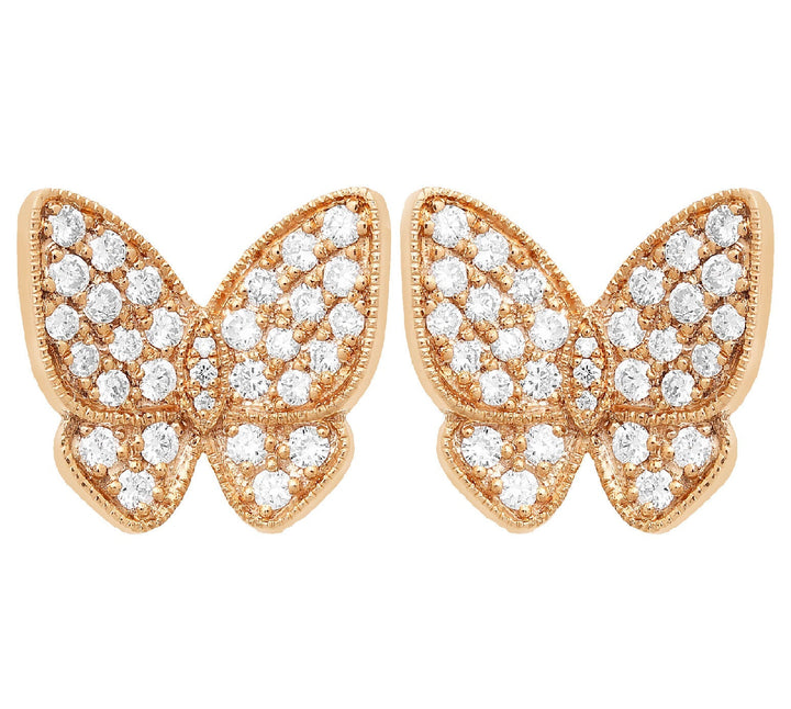 18K gold diamond butterfly stud earrings - SKU#: 28120