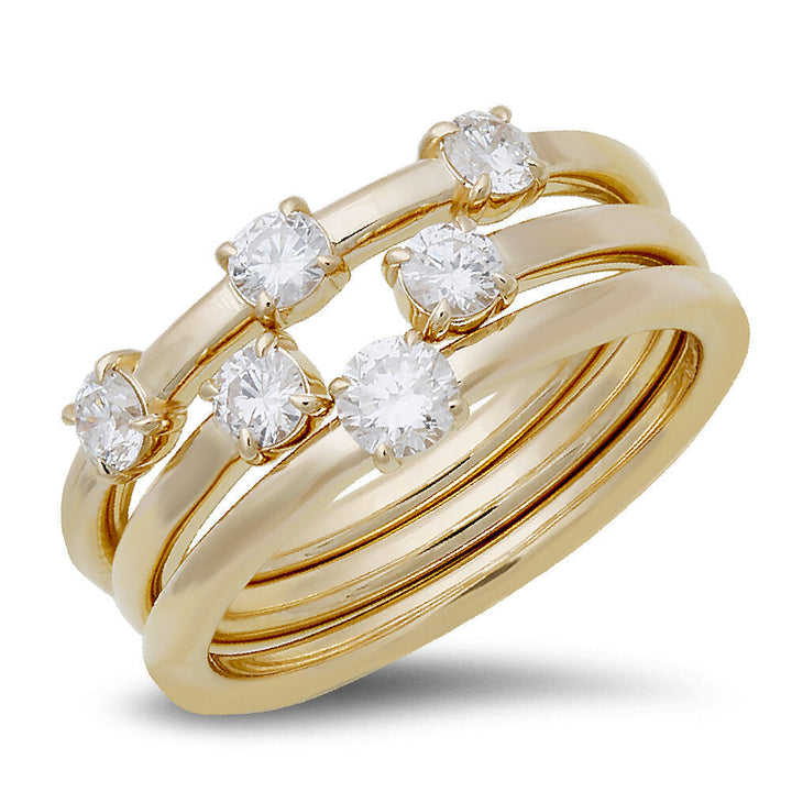 18K gold 3pcs diamond ring  - SKU#: 28310