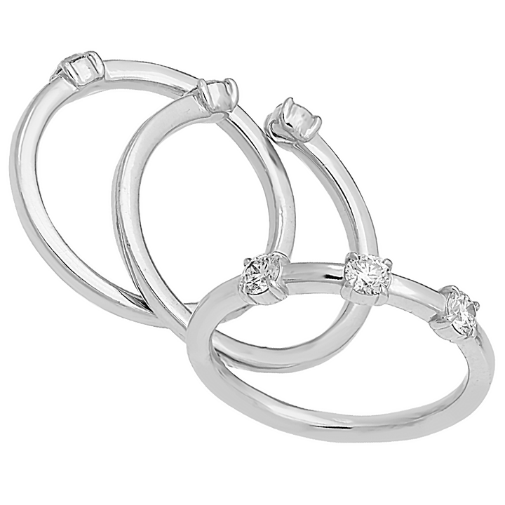 18K gold 3pcs diamond ring  - SKU#: 28310