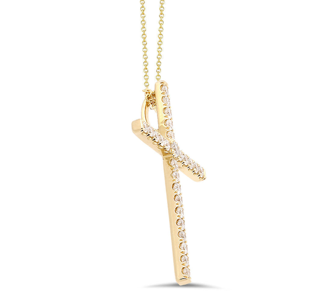 18K gold diamond cross pendant - SKU#: 29570