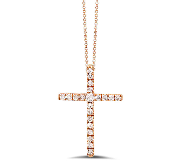 18K gold diamond cross pendant - SKU#: 29795