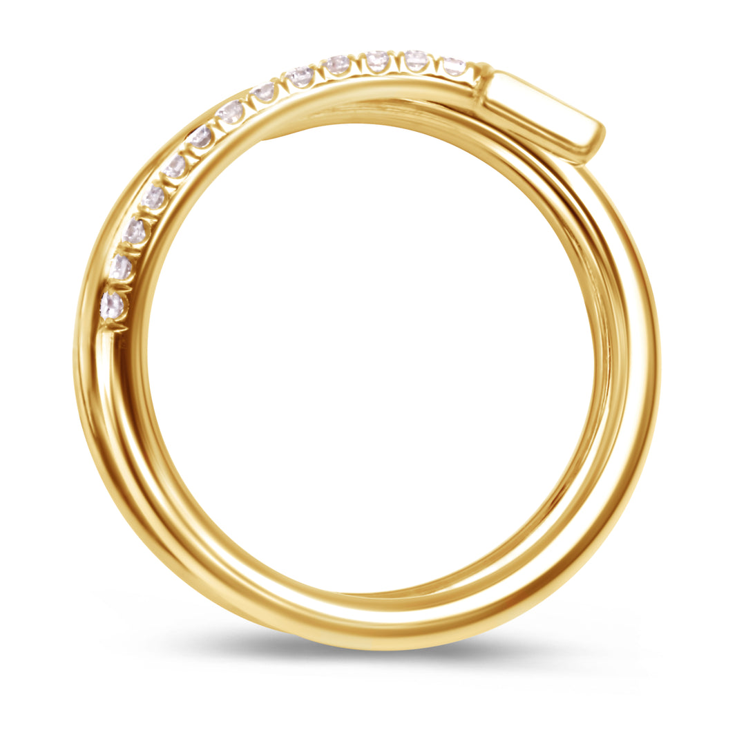 18K Gold Diamond Spiral Ring