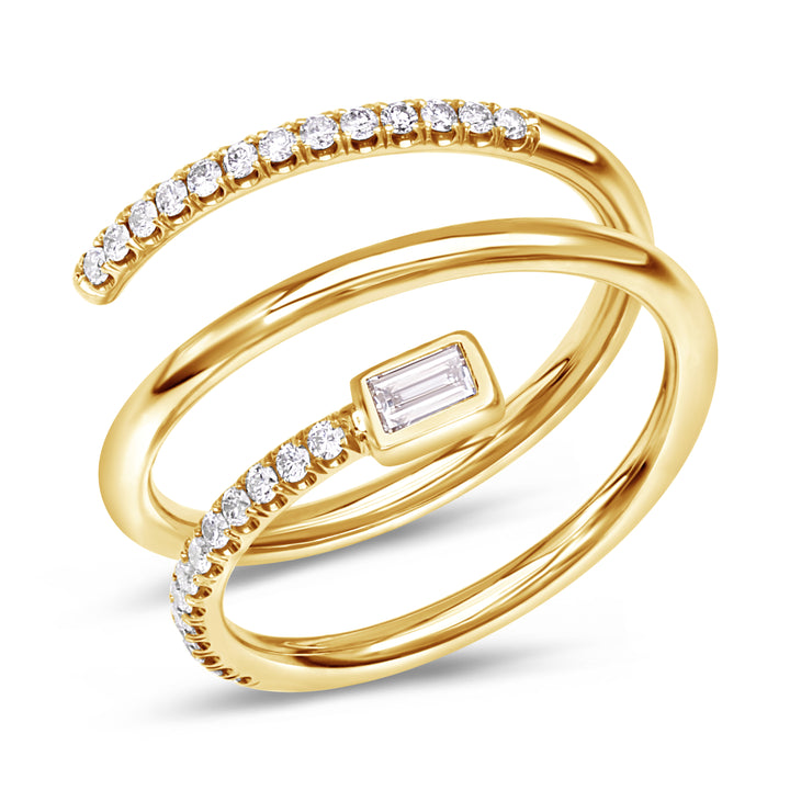 18K Gold Diamond Spiral Ring