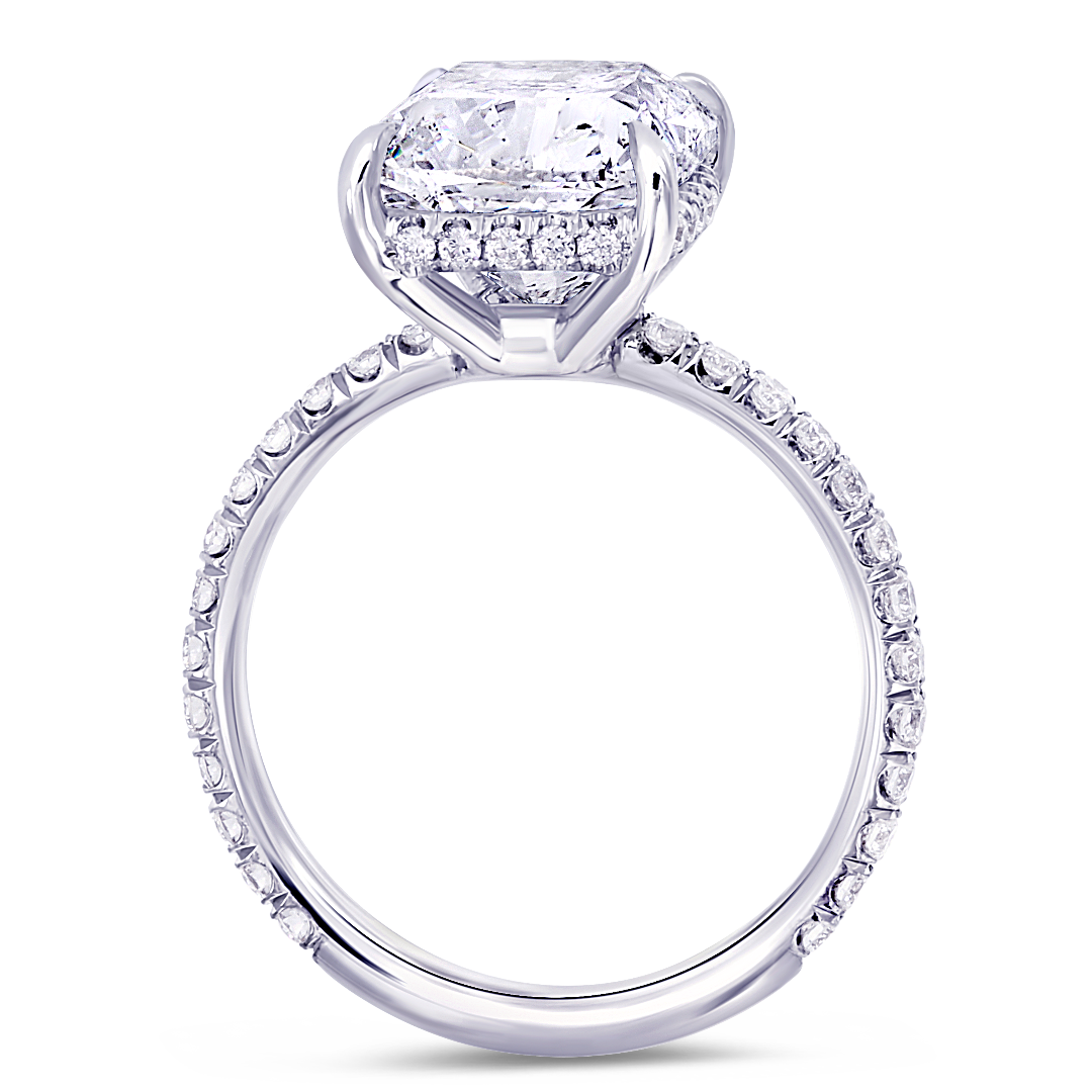 Unique pave style diamond engagement ring handcrafted in 18K white gold with a total of 1.20 carat round brilliant cut diamonds