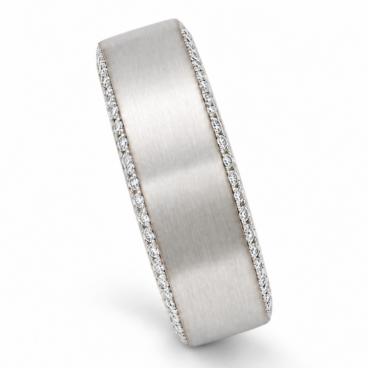 18K White Gold Men's 1.12 Carat Diamond Edge Wedding Band