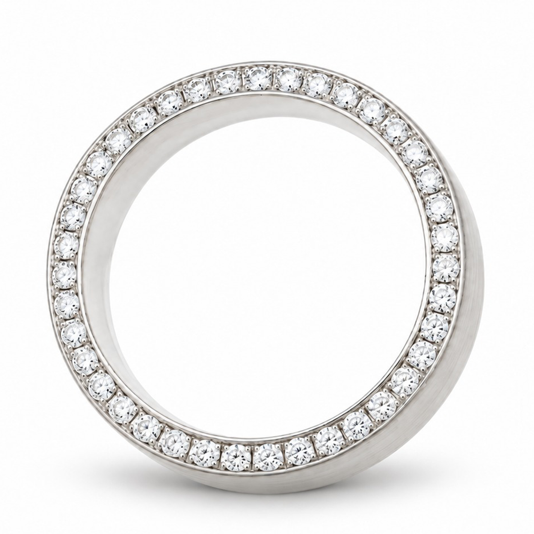 18K White Gold Men's 1.12 Carat Diamond Edge Wedding Band