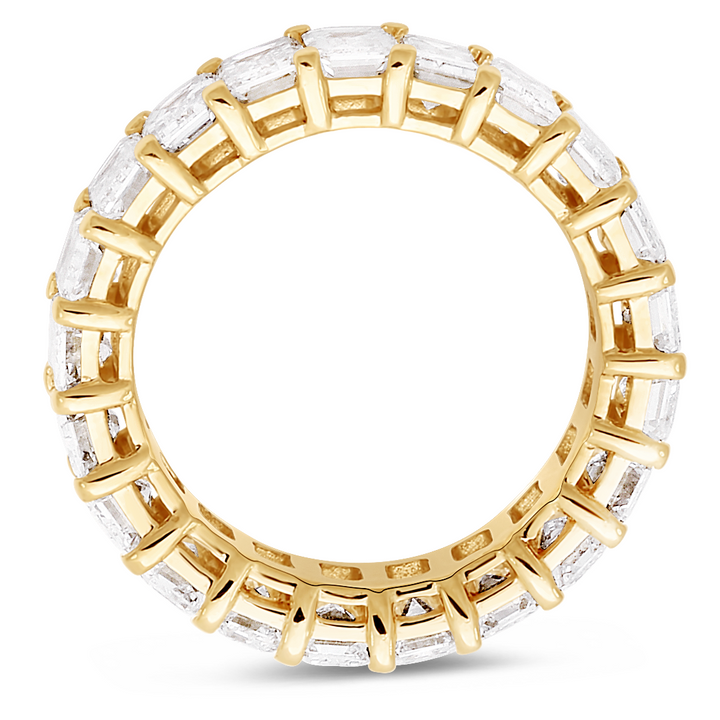 18K white gold emerald cut diamond band