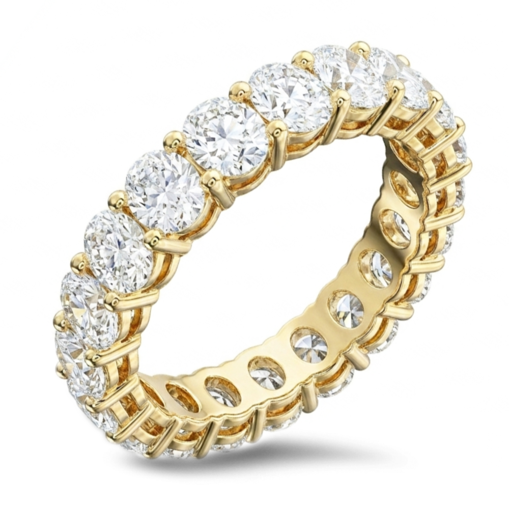 18K gold oval cut diamond eternity band