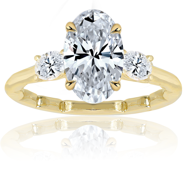 Three Stone Ring With Center Oval