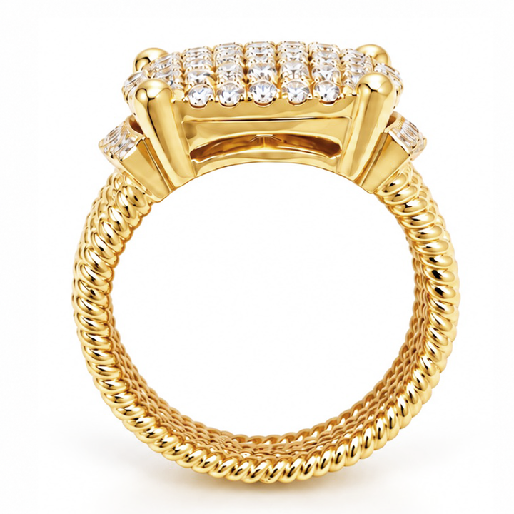 18K Yellow Gold 1.94 Carat Diamond Pavé Statement Ring