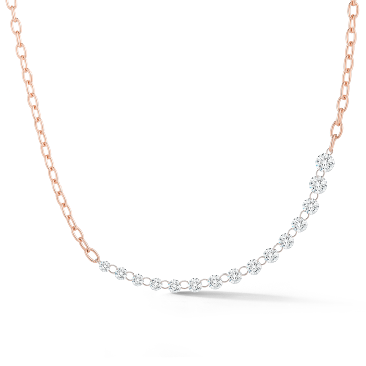 Exquisite 18K Yellow Gold Necklace Showcasing Round Brilliant Cut Laser-Pierced Diamonds with a Total Weight of 3.00 Carats