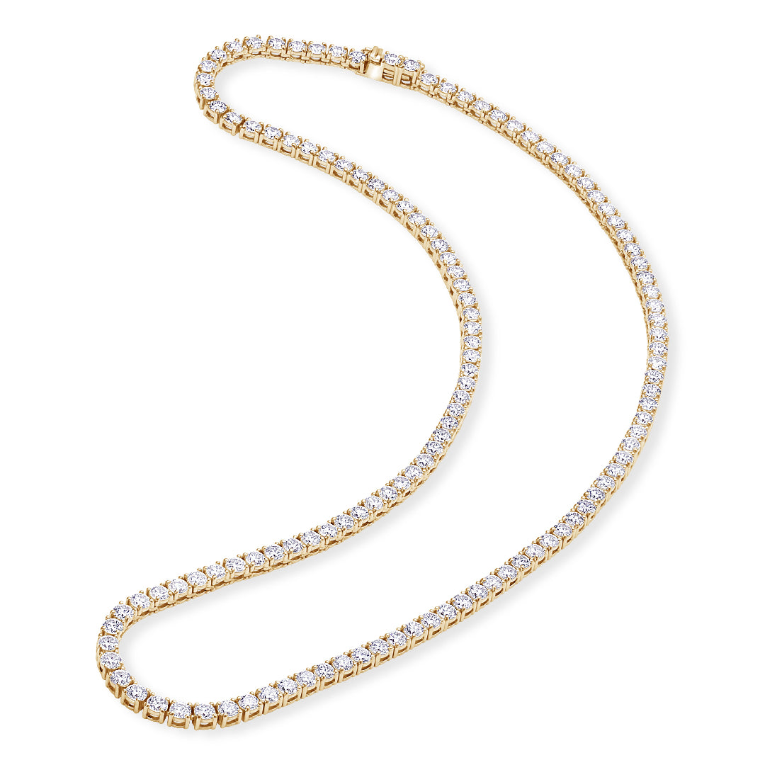 18K Solid Gold Tennis Necklace Adorned with Sparkling Natural Diamonds