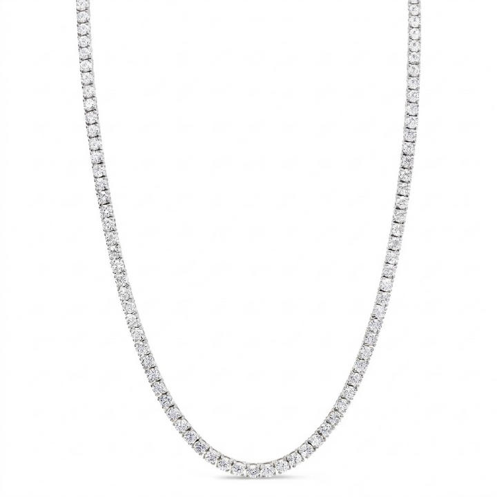 18K solid gold tennis necklace adorned with sparkling natural diamonds
