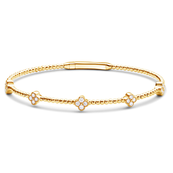 14K yellow gold diamond bangle