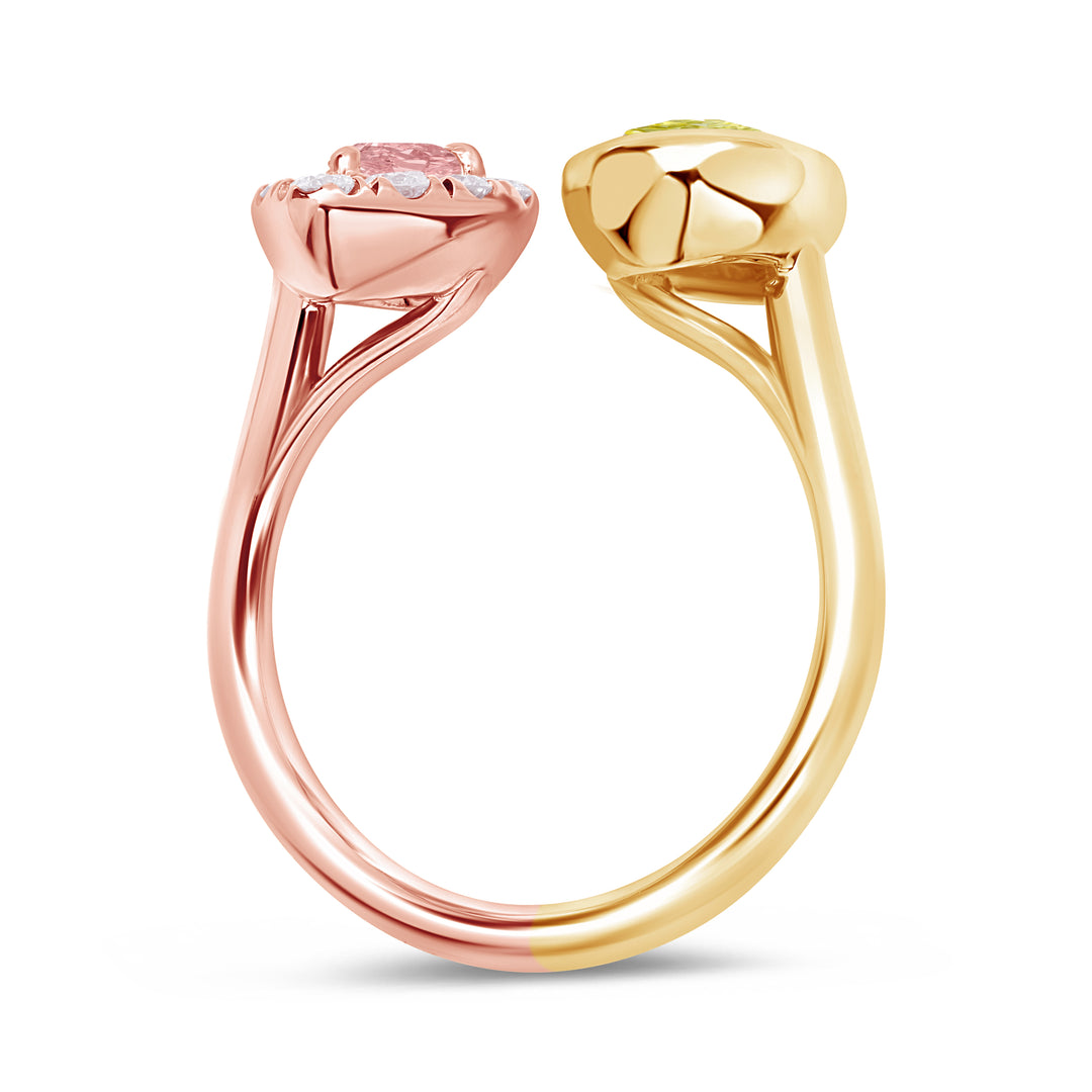 18K Two-tone Gold Diamond Split Ring