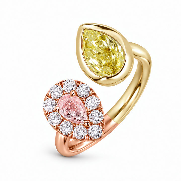 18K two-tone gold diamond split ring