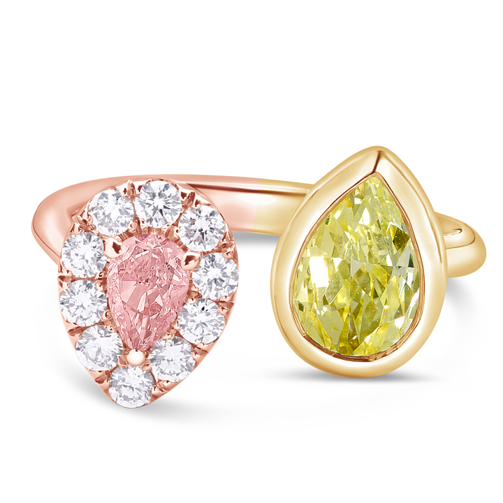 18K Two-tone Gold Diamond Split Ring